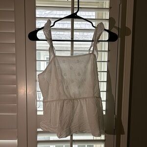 White Sleeveless Polka Dot Top